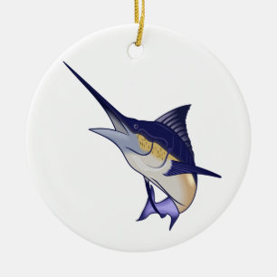 Blauer Marlin Keramik Ornament