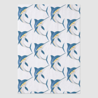 Blauer Marlin-Muster Seidenpapier