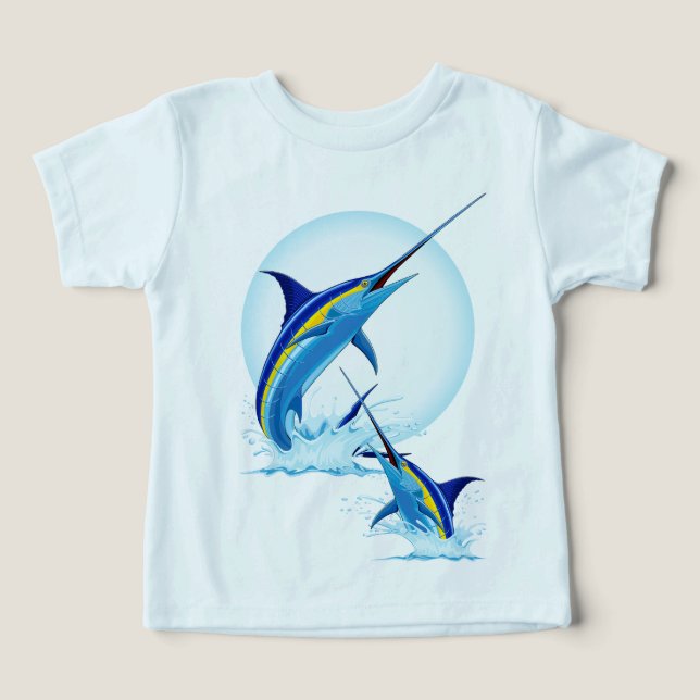 Blauer Marlin springt aus dem Ozean (Design Vorderseite)