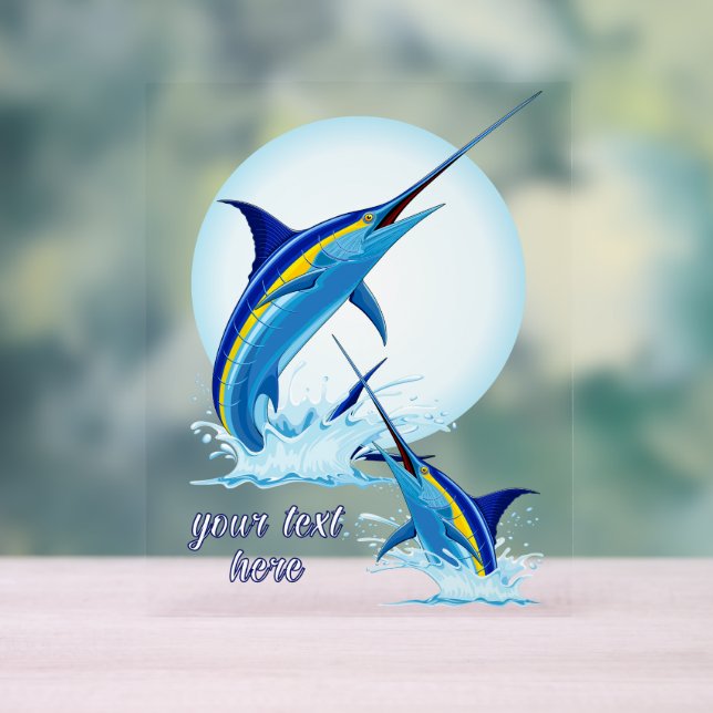 Blauer Marlin springt aus dem Ozean Acrylschild (Neutral)
