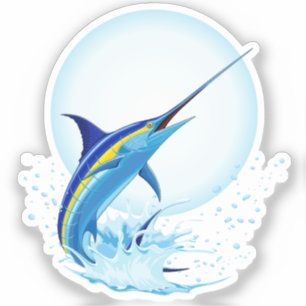 Blauer Marlin springt aus dem Ozean Aufkleber