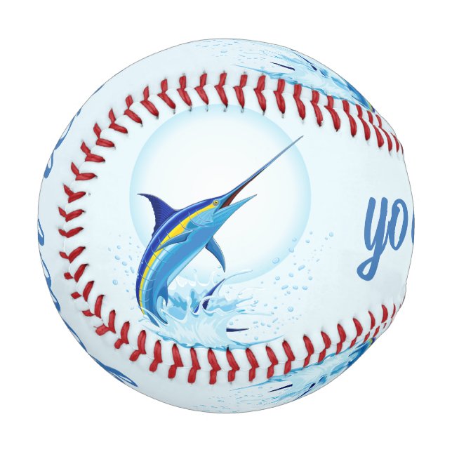 Blauer Marlin springt aus dem Ozean Baseball (Vorderseite Links)