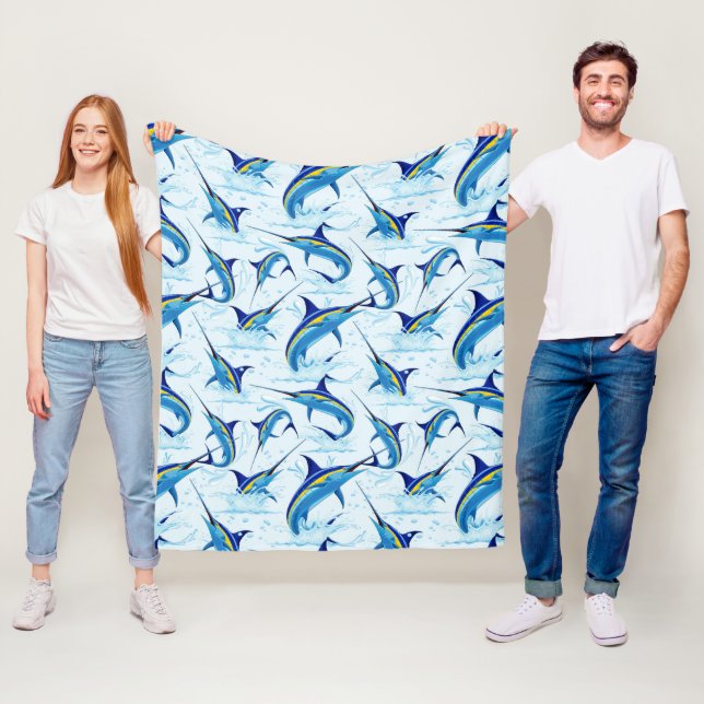 Blauer Marlin springt aus dem Ozean Fleecedecke (Beispiel)