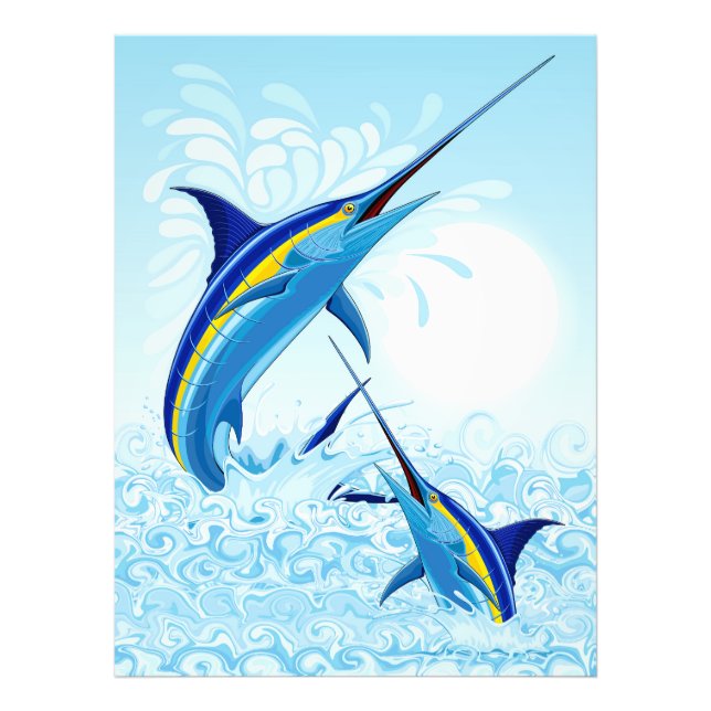 Blauer Marlin springt aus dem Ozean Fotodruck (Vorne)