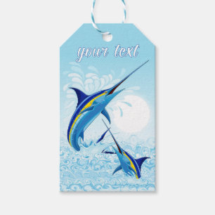 Blauer Marlin springt aus dem Ozean Geschenkanhänger