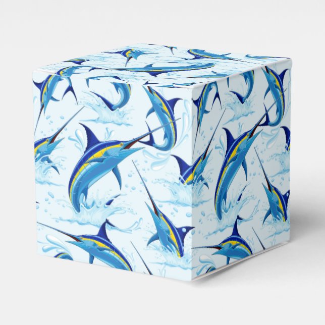 Blauer Marlin springt aus dem Ozean Geschenkschachtel (Vorderseite)