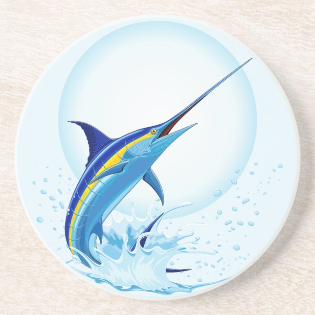 Blauer Marlin springt aus dem Ozean Getränkeuntersetzer (Vorne)