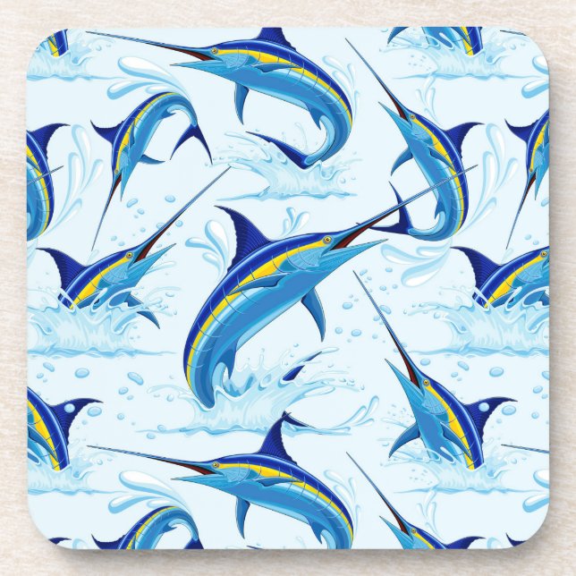 Blauer Marlin springt aus dem Ozean Getränkeuntersetzer (Vorderseite)