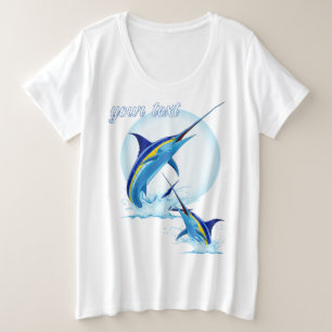 Blauer Marlin springt aus dem Ozean Große Größe T-Shirt
