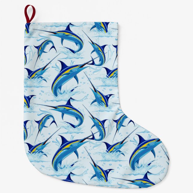 Blauer Marlin springt aus dem Ozean Großer Weihnachtsstrumpf (Vorderseite)