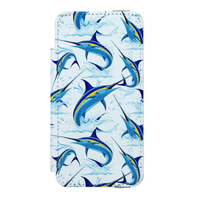 Blauer Marlin springt aus dem Ozean Incipio iPhone Geldbeutel-Hülle (Folio Vorderseite)