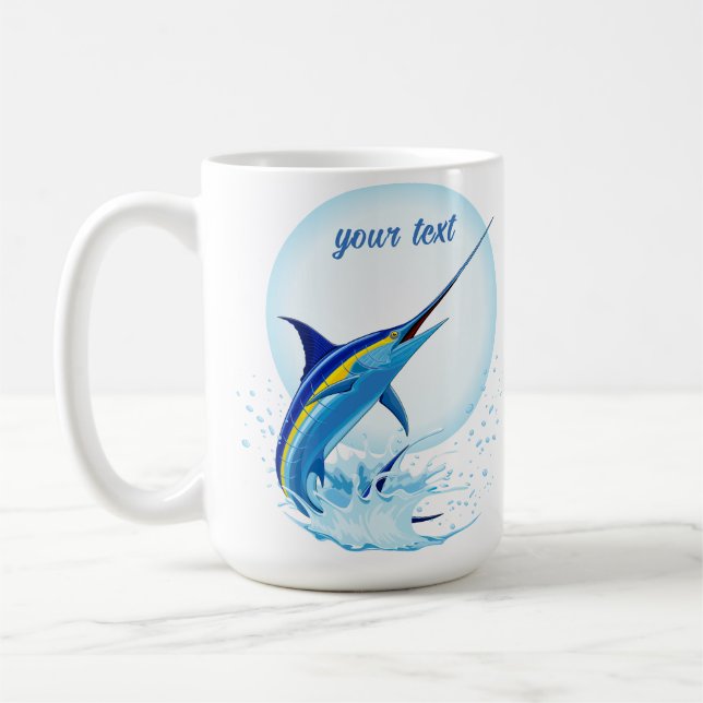 Blauer Marlin springt aus dem Ozean Kaffeetasse (Links)