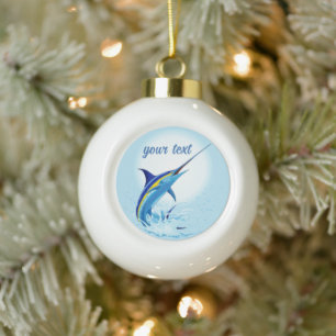 Blauer Marlin springt aus dem Ozean Keramik Kugel-Ornament
