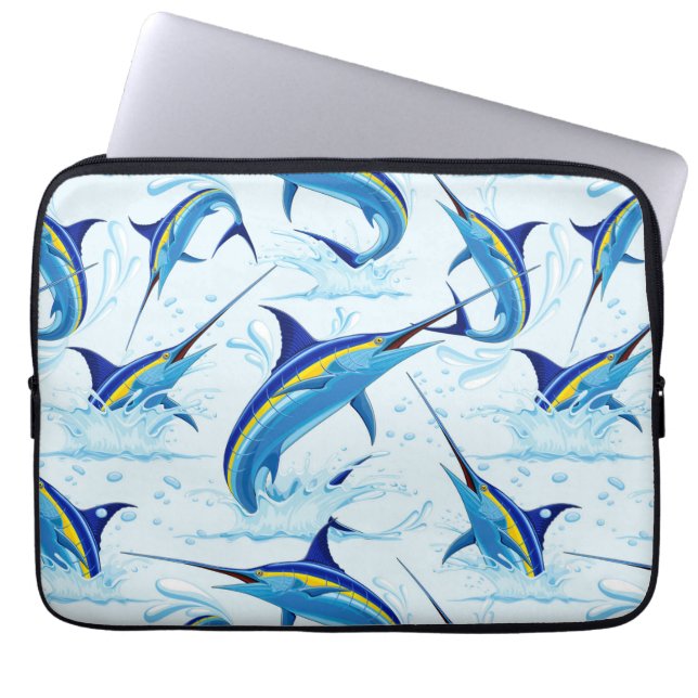 Blauer Marlin springt aus dem Ozean Laptopschutzhülle (Vorderseite)