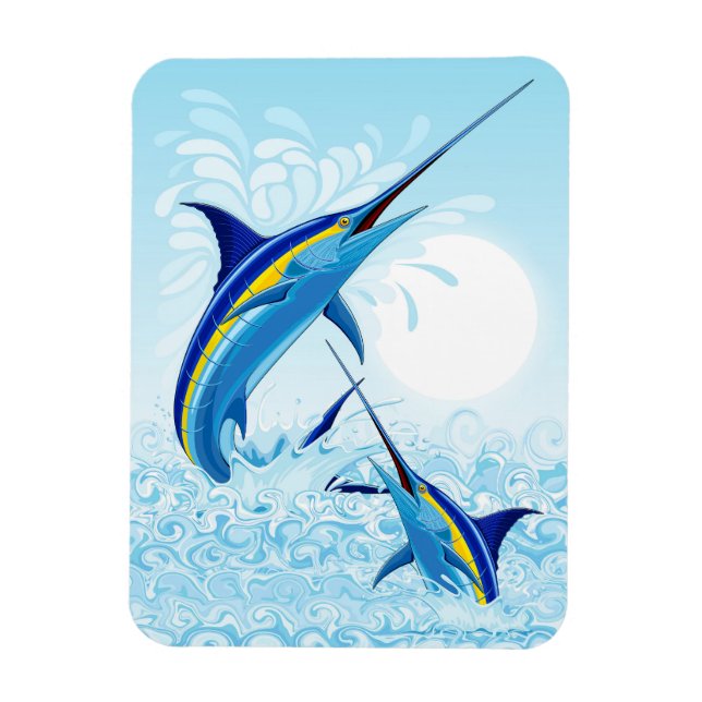 Blauer Marlin springt aus dem Ozean Magnet (Vertikal)