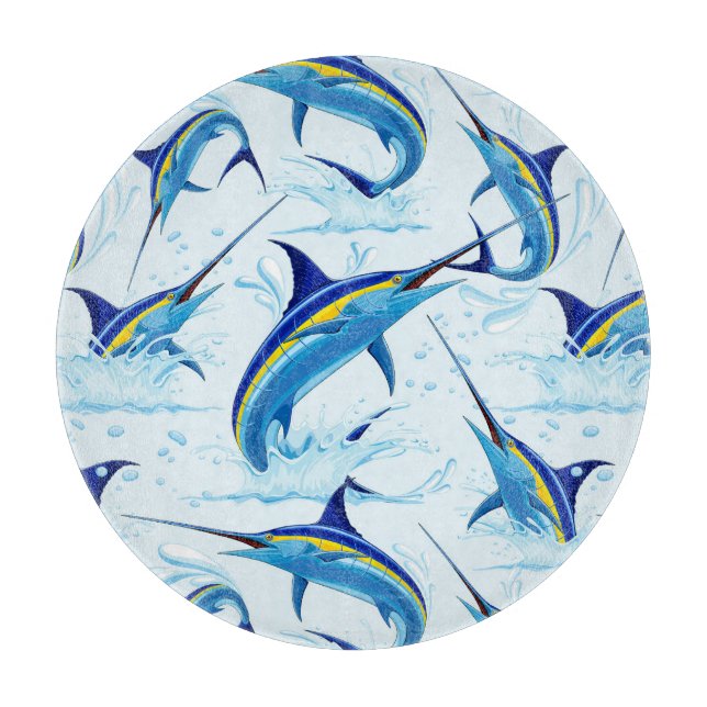 Blauer Marlin springt aus dem Ozean Schneidebrett (Vorderseite)