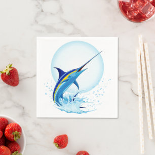 Blauer Marlin springt aus dem Ozean Serviette
