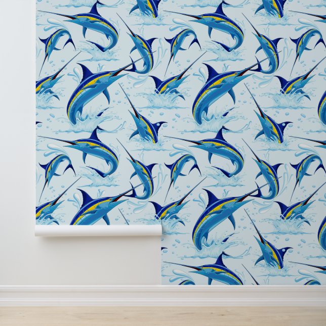 Blauer Marlin springt aus dem Ozean Tapete (Anwendung)