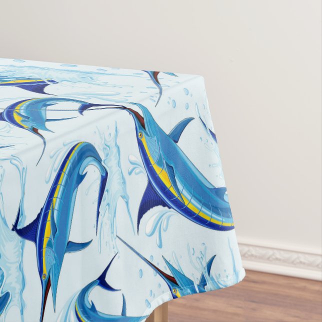 Blauer Marlin springt aus dem Ozean Tischdecke (Beispiel)