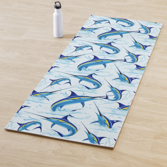 Blauer Marlin springt aus dem Ozean Yogamatte (Beispiel)