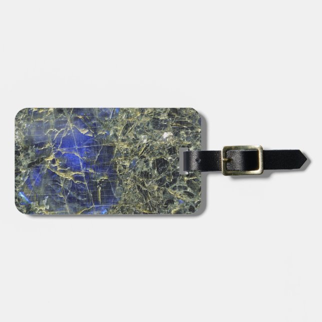 Blauer Marmor Gepäckanhänger (Vorderseite horizontal)