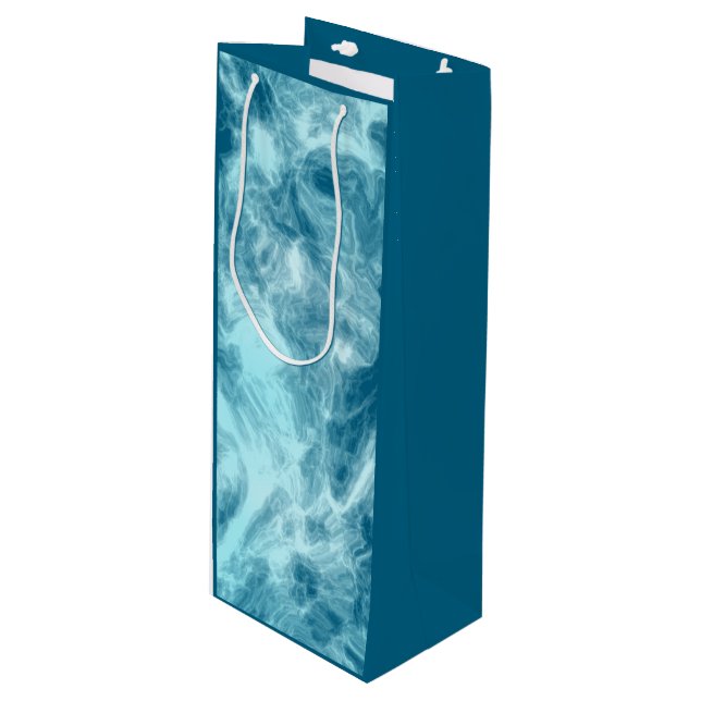 Blauer Marmor Geschenktüte Für Weinflaschen (Vorderseite Schrägansicht)