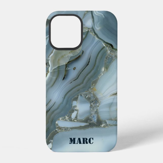 Blauer Marmor iPhone Hülle (Rückseite)