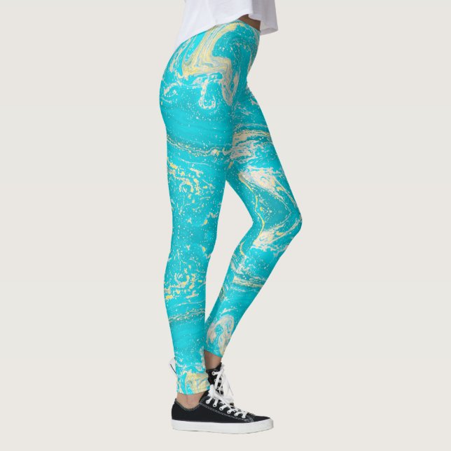 Blauer Marmor Leggings (Rechts)