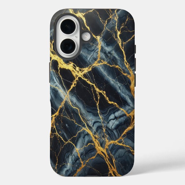 Blauer Marmor mit goldenen Venen Case-Mate iPhone Hülle (Rückseite)