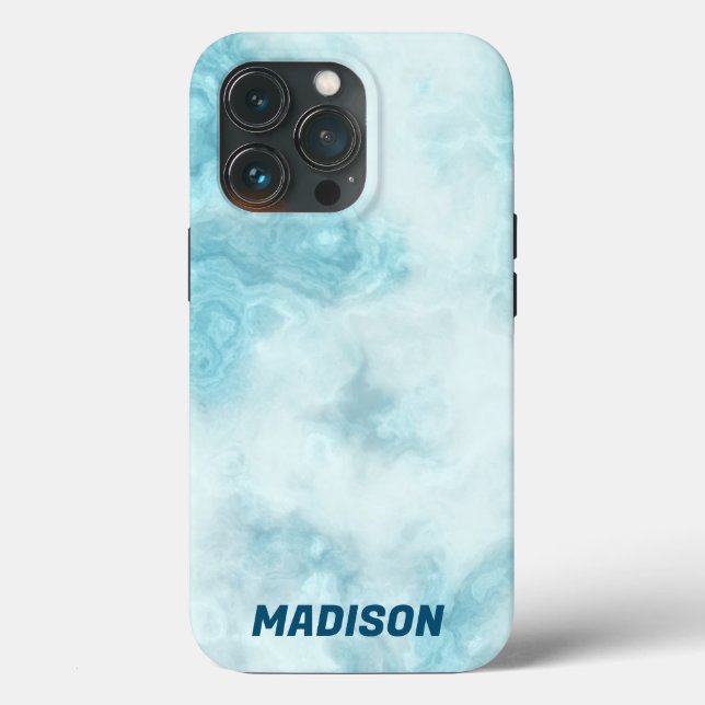 Blauer Marmor mit Namen Case-Mate iPhone Hülle (Rückseite)