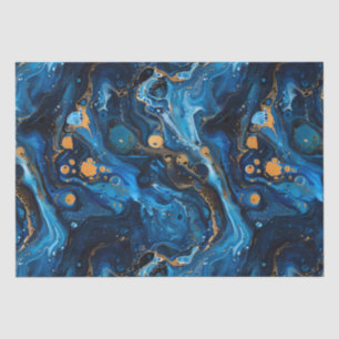 Blauer Marmor Paint Pour Jewel Textur Seidenpapier
