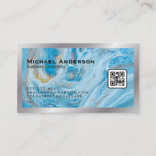 Blauer Marmor   QR Code Business Card Visitenkarte