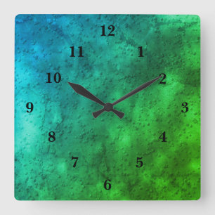 Blauer Marmor, Regenbogenart Quadratische Wanduhr