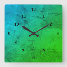 Blauer Marmor, Regenbogenart Quadratische Wanduhr