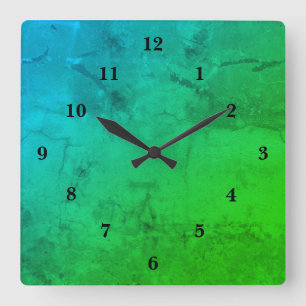 Blauer Marmor, Regenbogenart Quadratische Wanduhr