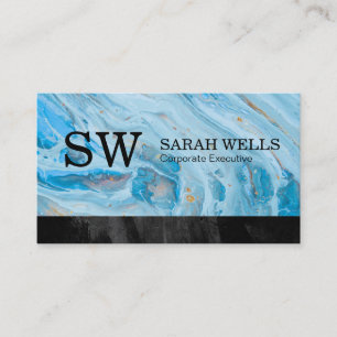 Blauer Marmor Schwarz Visitenkarte