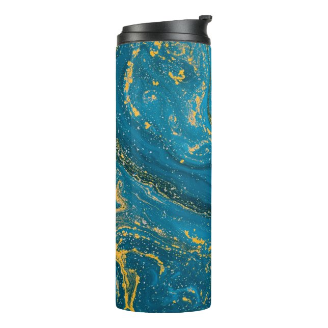 Blauer Marmor Thermosbecher (Nach links gedreht)