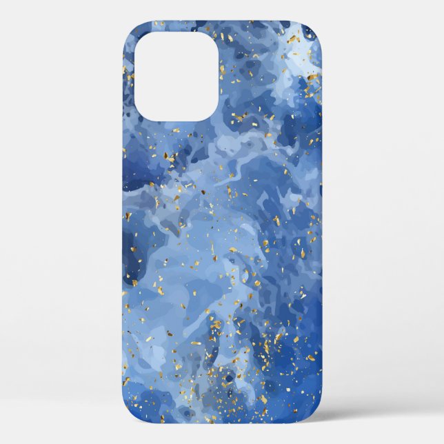 Blauer Marmor und goldene Textur Case-Mate iPhone Hülle (Rückseite)