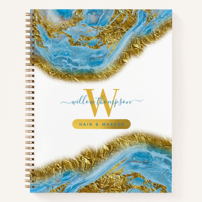 Blauer Marmor und Goldfolie Notizbuch (Vorderseite)