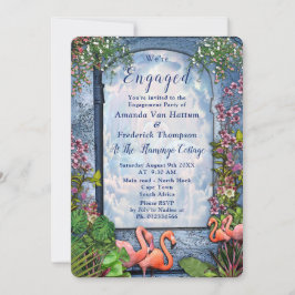 Blauer Marmor und rosa Flamingos Einladung