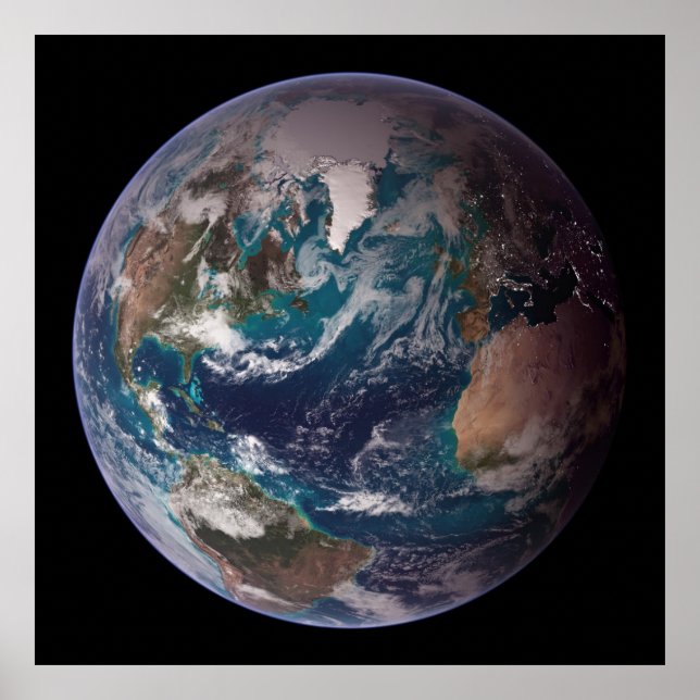 Blauer Marmorboden (Western Hemisphäre) Poster (Vorne)