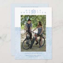 Blauer Marmoreffekt Romantisches Foto Twins Abschl Einladung