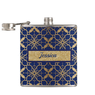 Blauer marokkanischer Liquor oder Wein Vinyl Wrapp Flachmann