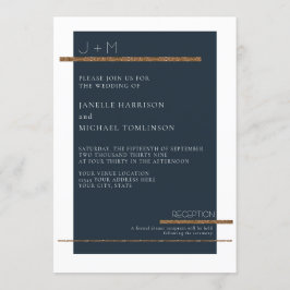 Blauer Marsch Minimal Modern Gold White Wedding Si Einladung