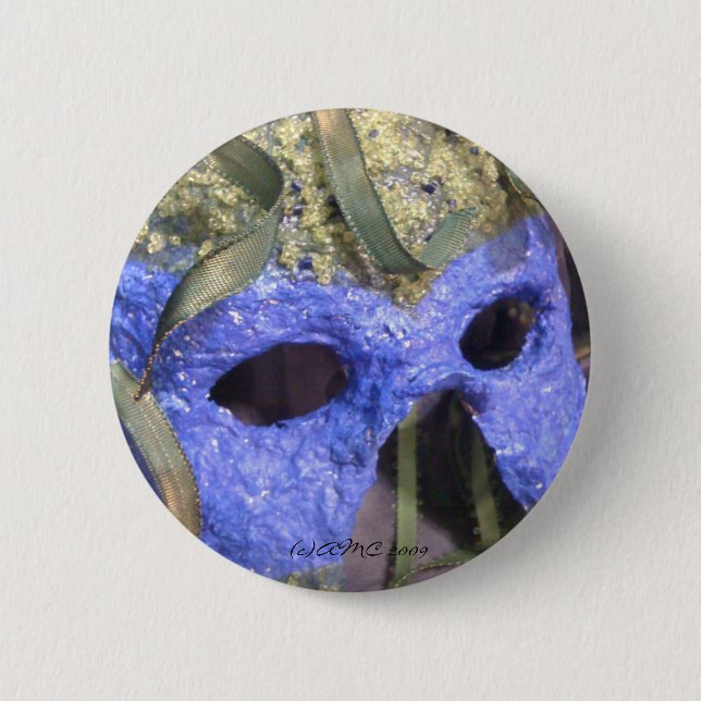 Blauer Masken-Knopf Button (Vorderseite)