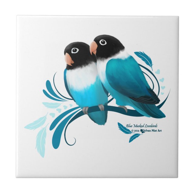 Blauer Maskenlovebirds Fliese (Vorderseite)