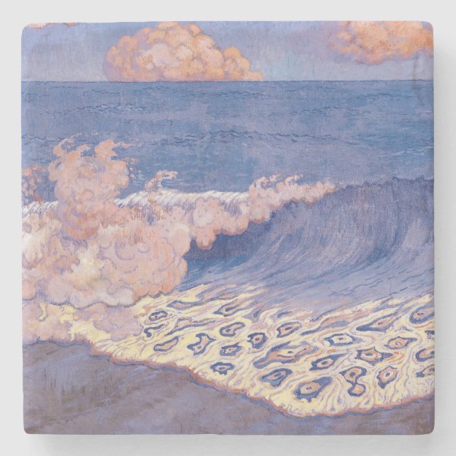 Blauer Meerblick, Wellen-Effekt, c.1893 Steinuntersetzer (Vorderseite)