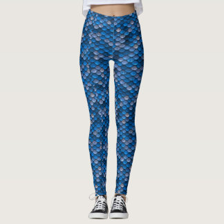 Blauer Meerjungfrau-Skala-Druck Leggings