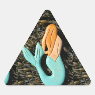 blauer Meerjungfrauaufkleber Dreieckiger Aufkleber