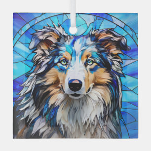 Blauer Merle Collie Dog "Festes Glas" Ornament Aus Glas